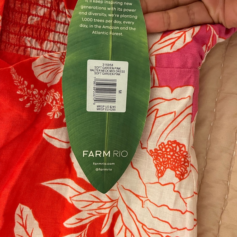FARM Rio Red and White Floral Halter Dress - Picture 4 of 6